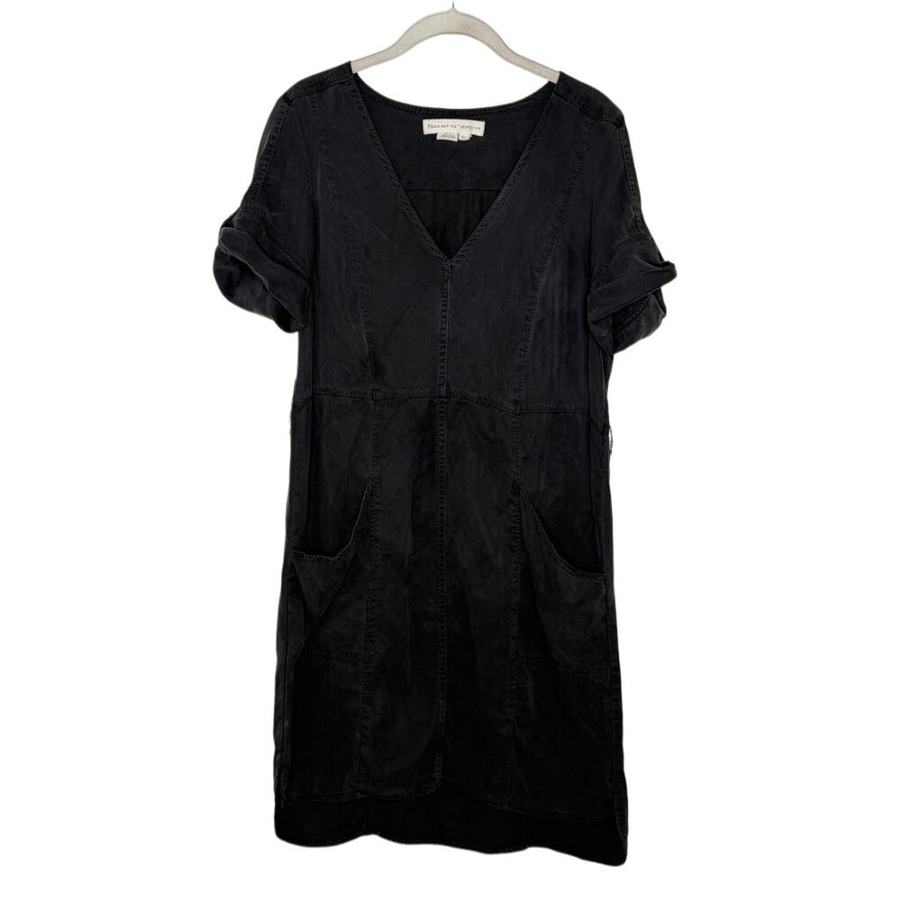 Pilcro Chambray Denim Black Lyocell Short Sleeve Anthropologie Dress Sz Small